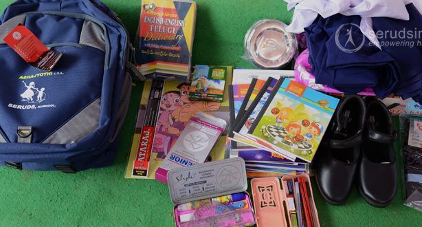 education material kit for poor girls, education material kits, orphans education material, education kits for orphans in kurnool, learning kits for orphanages, education material kit for orphanages, seruds india in kurnool, charity foundation in kurnool
